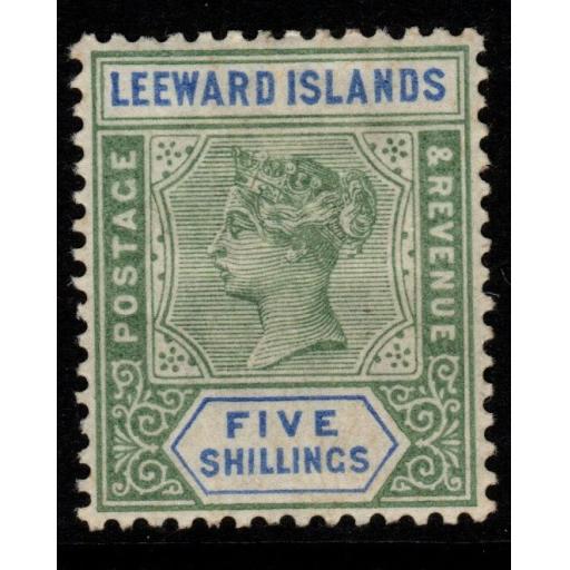 LEEWARD ISLANDS SG8 1890 5/= GREEN & BLUE MTD MINT