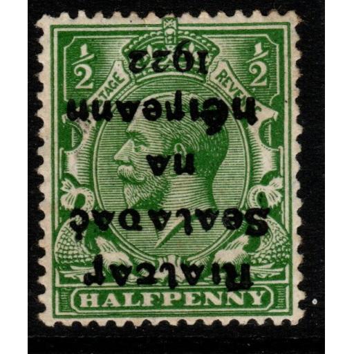 IRELAND SG1a 1922 ½d GREEN OVERPRINT INVERTED HEAVY MTD MINT