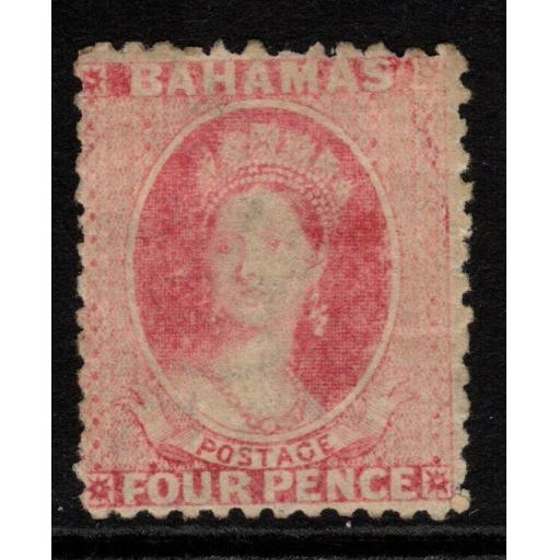 BAHAMAS SG35 1876 4d BRIGHT ROSE p14 MTD MINT