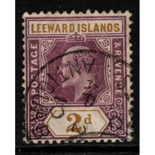 LEEWARD ISLANDS SG31 1908 2d DULL PURPLE & OCHRE USED