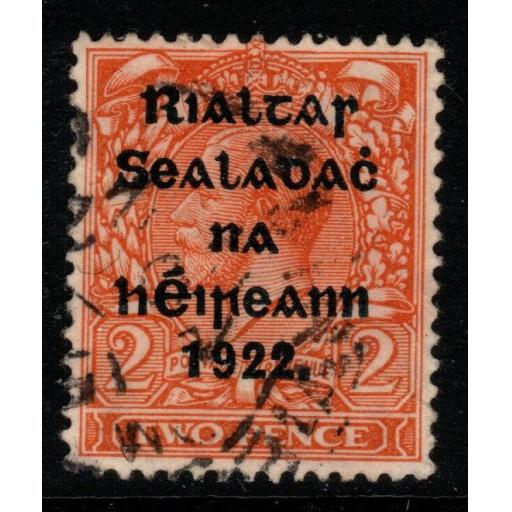 IRELAND SG29 1922 2d BRIGHT ORANGE DIE I FINE USED