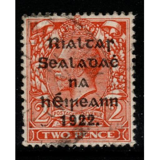 IRELAND SG29a 1922 2d BRIGHT ORANGE DIE II FINE USED