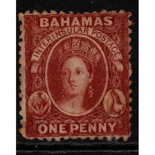 BAHAMAS SG20 1863 1d BROWN LAKE p12½ MTD MINT