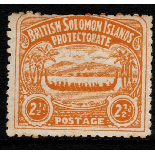 BRITISH SOLOMON IS. SG4 1907 2½d ORANGE-YELLOW MTD MINT