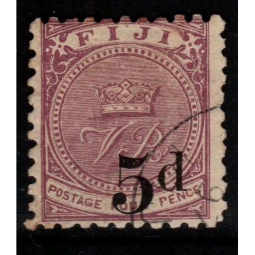 FIJI SG73a 1892 5d on 4d DULL PURPLE FINE USED