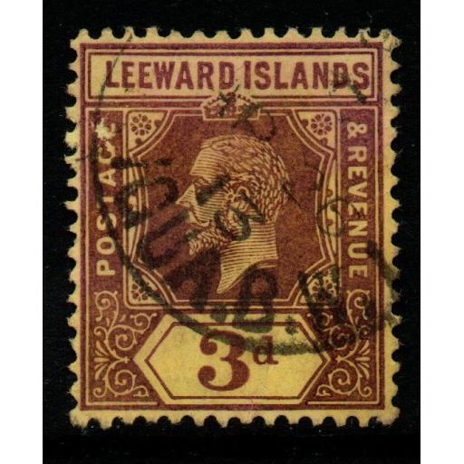 LEEWARD ISLANDS SG51b 1914 3d PURPLE/LEMON USED