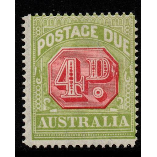 AUSTRALIA SGD96 1922 4d CARMINE & YELLOW-GREEN PLATE FLAW MTD MINT