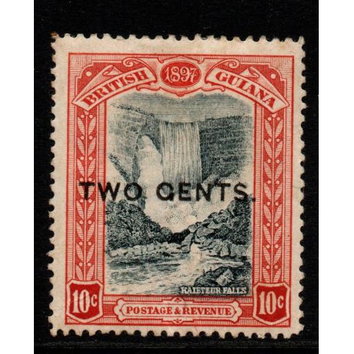 BRITISH GUIANA SG223b 1899 2c on 10c BLUE-BLACK & BROWN-RED "GENTS" MTD MINT