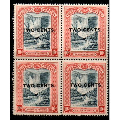 BRITISH GUIANA SG223/d 1899 2c on 10c BLUE-BLACK & BROWN-RED SHAEVD "E" MTD MINT