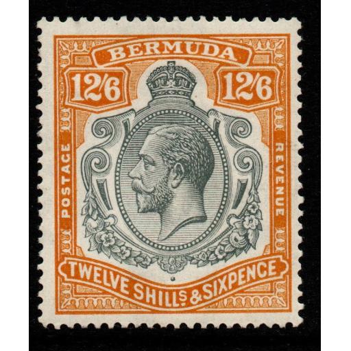 BERMUDA SG93b 1932 12/6 GREY & ORANGE BREAK THROUGH SCROLL MTD MINT