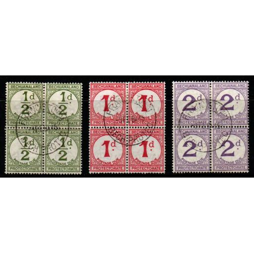 BECHUANALAND SGD4/6 1932 POSTAGE DUES ORD PAPER SET FINE USED BLOCKS OF 4