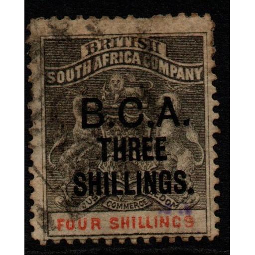 NYASALAND SG18 1893 3/= on 4/= GREY-BLACK & VERMILION USED