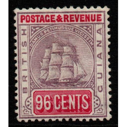 BRITISH GUIANA SG205x 1889 96c DULL PURPLE & CARMINE WMK REVERSED MTD MINT
