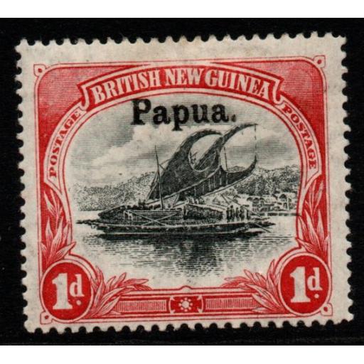 PAPUA SG22 1906 1d BLACK & CARMINE WMK VERTICAL MTD MINT
