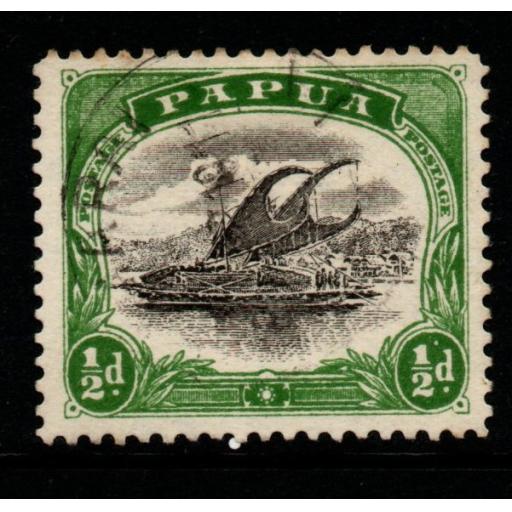 PAPUA SG59a 1910 ½d BLACK & DEEP GREEN FINE USED