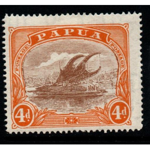 PAPUA SG99a 1927 4d LIGHT BROWN & ORANGE MTD MINT
