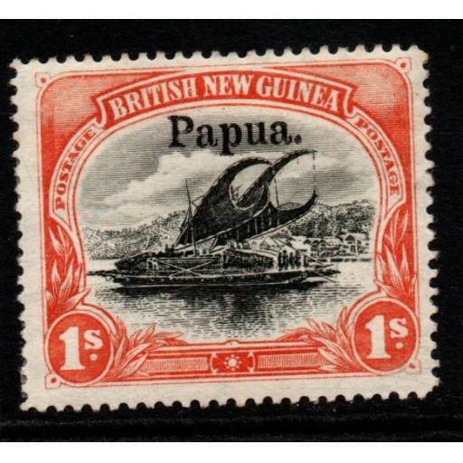 PAPUA SG19 1906 1/= BLACK & ORANGE WMK HORIZONTAL MTD MINT