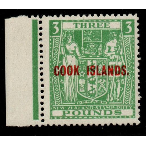 COOK ISLANDS SG98a 1932 £3 GREEN MNH
