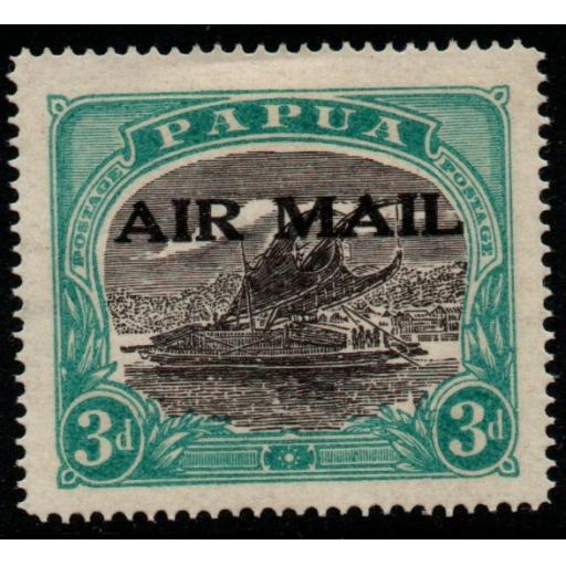 PAPUA SG113 1929 3d SEPIA-BLACK & BRIGHT BLUE-GREEN(HARRISON) MTD MINT