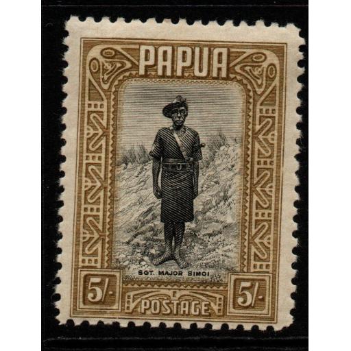 PAPUA SG143 1932 5/= BLACK & OLIVE-BROWN MTD MINT