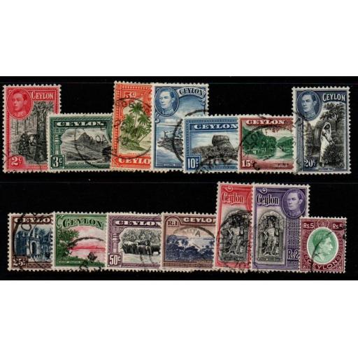 CEYLON SG386/97a 1938-49 DEFINITIVE SET FINE USED