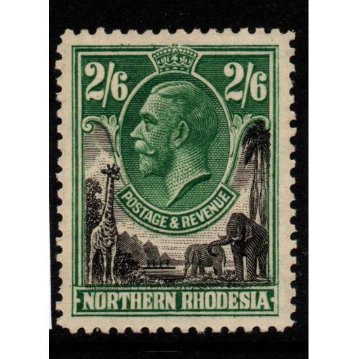 NORTHERN RHODESIA SG12 1925 2/6 BLACK & GREEN MNH