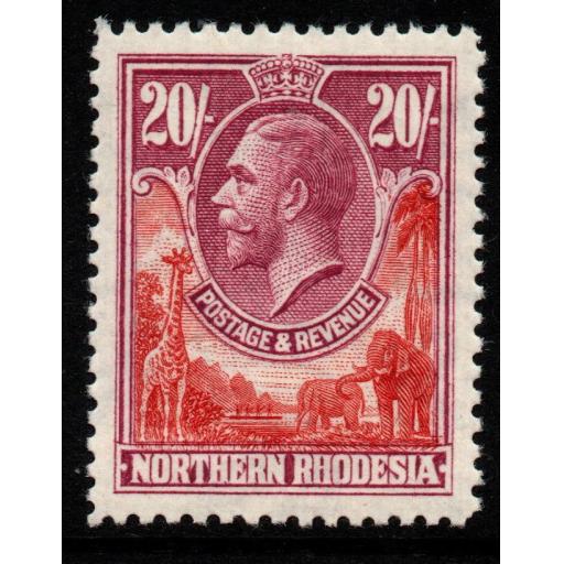 NORTHERN RHODESIA SG17 1925 20/= CARMINE-RED & ROSE-PURPLE MNH