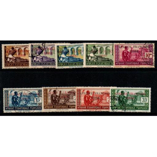 FRENCH EQUATORIAL AFRICA SG109/17 1940 OVERPRINTED AFRIQUE FRANCAISE LIBRE USED