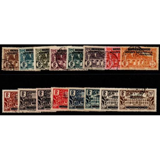 FRENCH EQUATORIAL AFRICA SG1/16 1936 OVERPRINT SET FINE USED