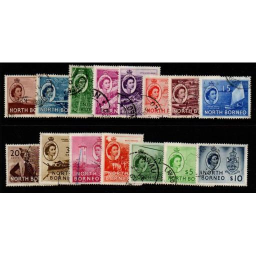 NORTH BORNEO SG372/386 1954-9 DEFINITIVE SET FINE USED