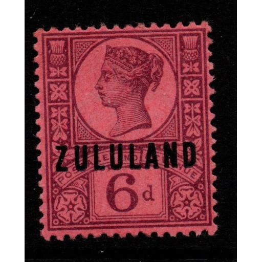 ZULULAND SG8 1891 6d PURPLE/ROSE-RED MNH