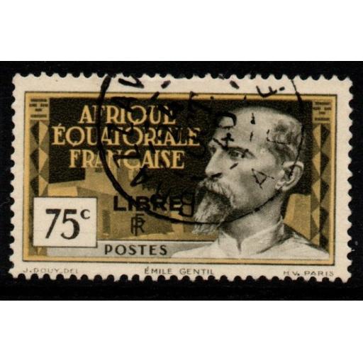 FRENCH EQUATORIAL AFRICA SG128B 1940 75c OLIVE-BLACK & YELLOW FINE USED