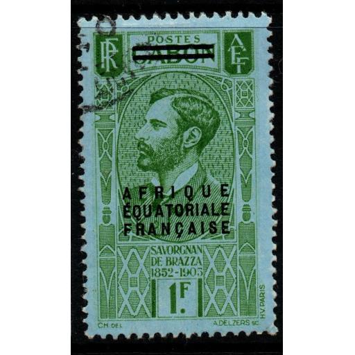 FRENCH EQUATORIAL AFRICA SG24 1936 1f YELLOW-GREEN/BLUE FINE USED