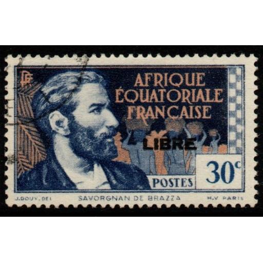 FRENCH EQUATORIAL AFRICA SG120B 1940 30c BLUE & FLESH OVPT IN BLACK FINE USED