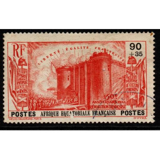 FRENCH EQUATORIAL AFRICA SG105 1939 90c+35c RED-ORANGE & BLACK FINE USED