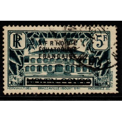 FRENCH EQUATORIAL AFRICA SG14 1936 5f BLACKISH BLUE FINE USED