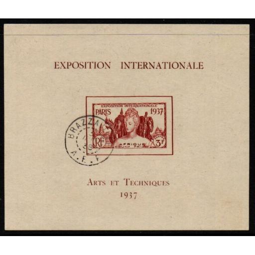 FRENCH EQUATORIAL AFRICA SGMS33 1937 INTERNATIONAL EXHIBITION FINE USED
