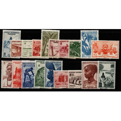 FRENCH WEST AFRICA SG34/52 1947-58 DEFINITIVE SET MTD MINT