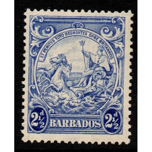BARBADOS SG251a 1938 2½d ULTRAMARINE WITH MARK ON CENTRAL ORNAMENT MNH