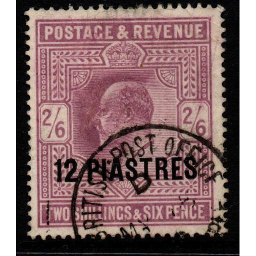 BRITISH LEVANT SG11b 1903 12pi on 2/6 DULL PURPLE CHALKY PAPER FINE USED