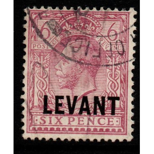 BRITISH LEVANT SGL22 1921 6d DULL PURPLE CHALKY PAPER FINE USED