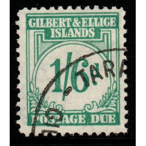 GILBERT & ELLICE IS. SGD8 1940 1/6 TURQUOISE-GREEN POSTAGE DUE FINE USED