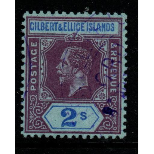 GILBERT & ELLICE IS. SG21 1912 2/= PURPLE & BLUE/BLUE FINE USED
