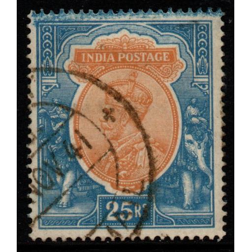 INDIA SG219 1928 25r ORANGE & BLUE USED