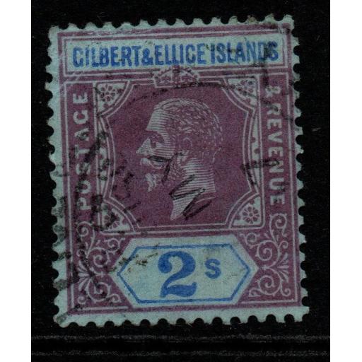 GILBERT & ELLICE IS. SG21 1912 2/= PURPLE & BLUE/BLUE FINE USED