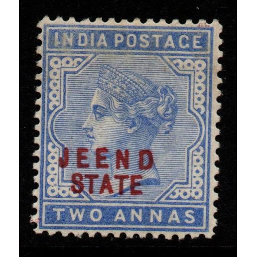 INDIA-JIND SG9 1885 2a DULL BLUE MTD MINT