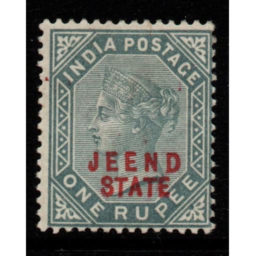 INDIA-JIND SG12 1885 1r SLATE MTD MINT